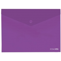 Папка-конверт В5 прозора на кнопці, фіолетова(Е31302-12)