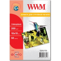 Фотопапір WWM 10x15см, 200г/м2, глянцевий, 50 арк.