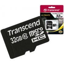 Карта пам'яті microSDHC 32Gb Transcend, кл.10 + SD адаптер