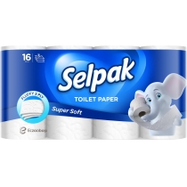 Папір туалетний 3-шари SELPAK 16 рулонів, білий