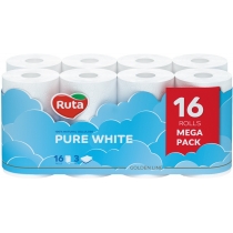 Папір туалетний 3 шари Ruta Pure White 16 рулонів, білий