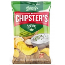 Чіпси Flint Chipster's натур зі смаком сметани / зелені, 130 гр