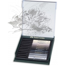 Набір ручок-пензликів капілярних  Faber Castell PITT ARTIST PEN "BRUSH" GREY 12 кольорів