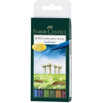 Набір ручок-пензликів капілярних Faber-Castell PITT Artist Pens "Brush" Landscape 6 шт