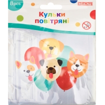 Набір кульок повітряних латексних Happy Dogs: 8 кульок діаметром 25,4 см; 12 картонних декоративних