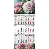 Календар квартальний настінний на 3 пружини 2024 Півонія