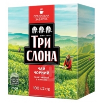 Чай чорний пакетований  ТРИ СЛОНА 100шт х 1.5г