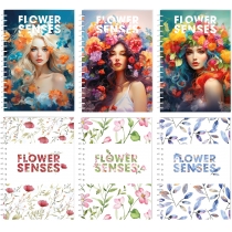 Блокнот Flower Senses, А6, обкл. картон, спіраль, 80 арк., кліт., асорті