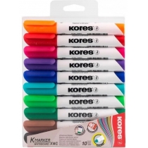 Набір маркерів для білих дошок KORES 3-5 мм, 10 кольорів, скошений
