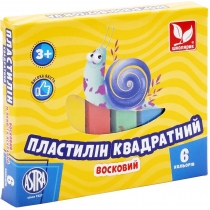 Пластилін квадратний восковий 6 кольорів