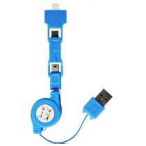 Кабель універсальний CMCSІ-236 Lightning + Micro USB+Mini USB - 1м синій