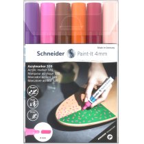 Маркер акриловый для декорат. и худож. работ SCHNEIDER Paint-it 320 4мм Wallet Set3 6 кольорів