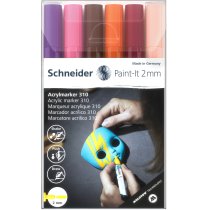 Маркер акриловый для декорат. и худож. работ SCHNEIDER Paint-it 310 2мм Wallet Set3 6 кольорів