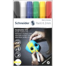 Маркер акриловый для декорат. и худож. работ SCHNEIDER Paint-it 310 2мм Wallet Set1 6 кольорів