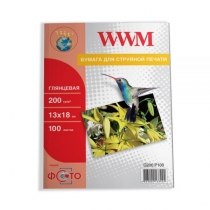 Фотопапір WWM 13х18см, глянцевий, 200 г/м2, 100 арк.