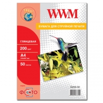 Фотопапір WWM A4, глянцевий, 200 г/м2, 50 арк.