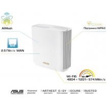 Маршрутизатор ASUS ZenWiFi XT8 2PK white AX6600 3xGE LAN 1x2.5GE WAN 1xUSB3.1 WPA3 OFDMA MESH