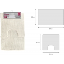 Набір килимків шенілових з поліестеру (прямокут. 50*80 cm + U-форма 50*50 см, кремові) ТМ Мій Дім