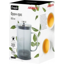 Френч-прес Ardesto Fresh Matt, 800мл, боросилікатне скло, пластик, сірий