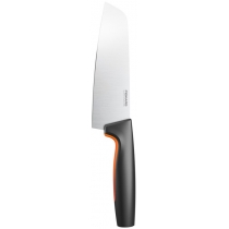 Кухонний ніж поварський Santoku Fiskars Functional Form, 16см, нержавіюча сталь, пластик, чорний