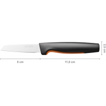 Кухонний ніж для овочів Fiskars Functional Form, прямий, 8см, нержавіюча сталь, пластик, чорний