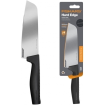 Кухонний ніж поварський Santoku Fiskars Hard Edge, 16.1см, нержавіюча сталь, пластик, чорний