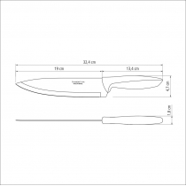 Ніж Chef Tramontina Plenus light grey, 203 мм