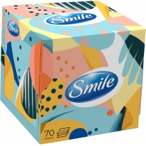 Серветки косметичні ТМ SMILE 70л 3шар білі куб