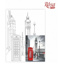 Полотно на картоні з контуром, Міста "Лондон", 30*40, бавовна, акрил, ROSA START