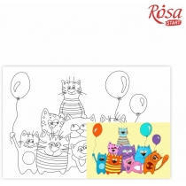 Полотно на картоні з контуром, Мультфільм №33, «Котики з кульками», 20*30, бавовна, акрил, ROSA KIDS