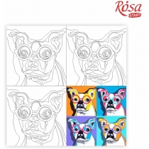 Полотно на картоні з контуром, «Pop Art Dog», 30*30, бавовна, акрил, ROSA START