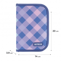 Пенал Kite 1 від.,2 відв., без наповнення 622 Purple Chequer