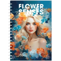 Блокнот Flower Senses, А6, обкл. картон, спіраль, 80 арк., кліт., асорті