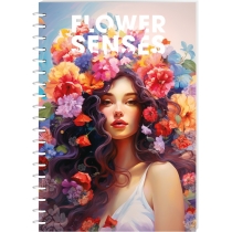 Блокнот Flower Senses, А6, обкл. картон, спіраль, 80 арк., кліт., асорті