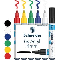 Маркер акриловый для декорат. и худож. работ SCHNEIDER Paint-it 320 4мм Wallet Set1 6 кольорів