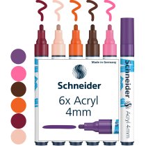 Маркер акриловый для декорат. и худож. работ SCHNEIDER Paint-it 320 4мм Wallet Set3 6 кольорів